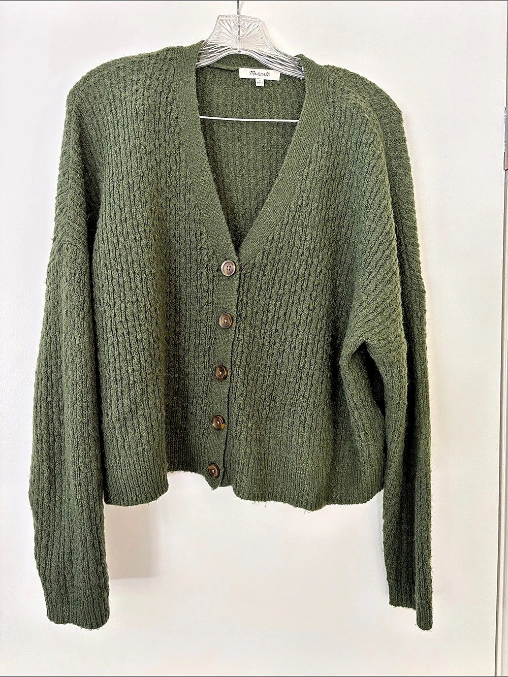 Madewell Green V-Neck Cardigan